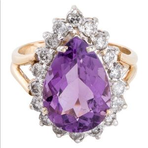 Amethyst ring 14k gold and diamonds